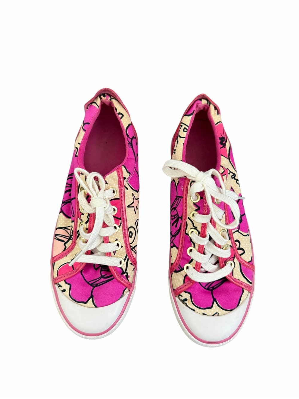 Coach Barrett Poppy Love Pink Floral Canvas Sneakers Women’s Size 8